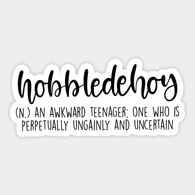 Hobbledehoy Aesthetic Word Definition Sticker by Slletterings